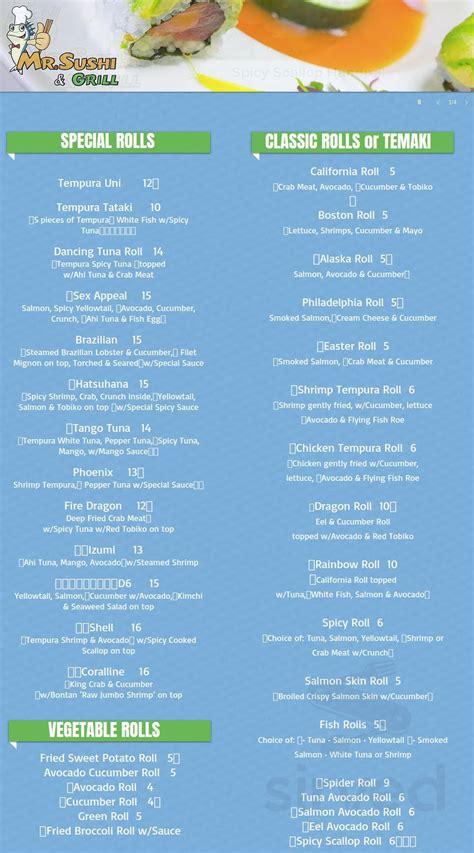 mr sushi and grill menu